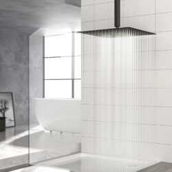 Elegant 16" Square Rainfall Shower Head, Wall / Ceiling Mounted, Oil Rubbed Bronze, Stainless Steel - Oil-Rubbed Bronze
