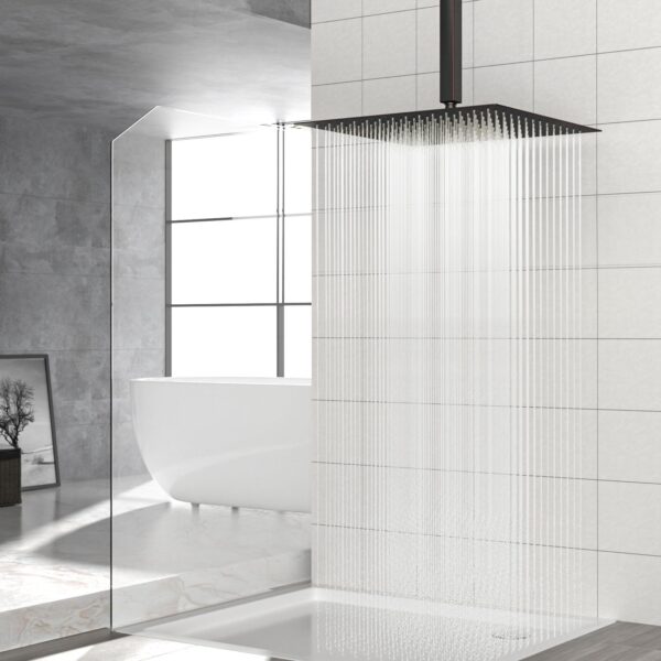 Elegant 16" Square Rainfall Shower Head, Wall / Ceiling Mounted, Oil Rubbed Bronze, Stainless Steel - Oil-Rubbed Bronze