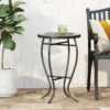 Outdoor Side Table With Tile Mosaic Table Top - Black - Image 8