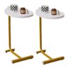 C-Shaped Side Tables (Set of 2), C Shaped End Table, Side Table For Couch And Bed, Small Side Table For Small Spaces - White / Gold - Image 4