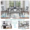 6 Pieces Kitchen Dining Set, Rectangular Wooden Dining Table With 4 Upholstered Chairs And A Bench, Dining Table Set For 6 People - Gray - Image 5