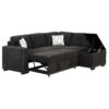 Sectional Pull-Out Sofa Bed L-Shaped Corner Sofa Couch With Storage Chaise, USB Ports, Power Sockets, Cup Holder For Living Room, Bedroom, Study - Black - Image 16