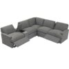 Power Recliner Corner Sofa Home Theater Reclining Sofa Sectional Couches With Storage Box, Cup Holders, USB Ports And Power Socket For Living Room - Dark Gray - Image 15