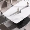63" Modern Artificial Stone Dining Table, 6 People - White / Black - Image 6