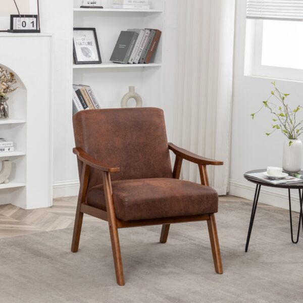 Accent Chair, Classic Mid Century Modern For Extra Seating - Light Brown