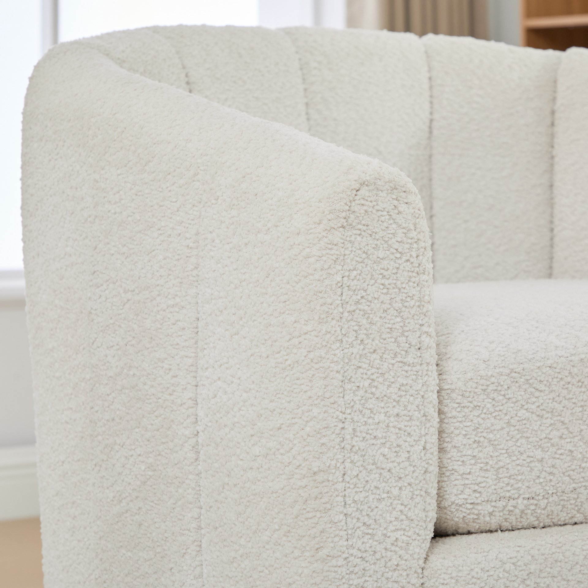360° Swivel Pumpkin Shape Club Armchair - Ivory - Image 10