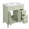 30" Bathroom Vanity With Sink, Soft Close Doors, Deep & Standard Drawer, & - Green - Image 14