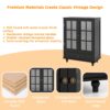 Buffet Cabinet With Double Glass Doors And Drawer, Storage Sideboard - Black - Image 11
