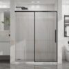 Sliding Shower Door With Easy Clean Coating, Semi Frameless 60" X 72", 6mm Tempered Glass - Matte Black - Image 2