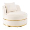 360 Degree Swivel Accent Chair With Soft Cushion For Living Room, Bedroom, Office - Beige - Image 9