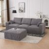 Modular Sectional Sofa With USB Charger And Petal Armrest - Gray - Image 6