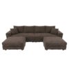 4 Seat Sofa, Deep Seat Couches With Soft Pillows And 2 Ottomans, Convertible Sofa Lounge Chair, For Living Room - Camel - Image 17