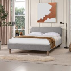 Diego - Queen Low Upholstered Platform Bed - Light Gray