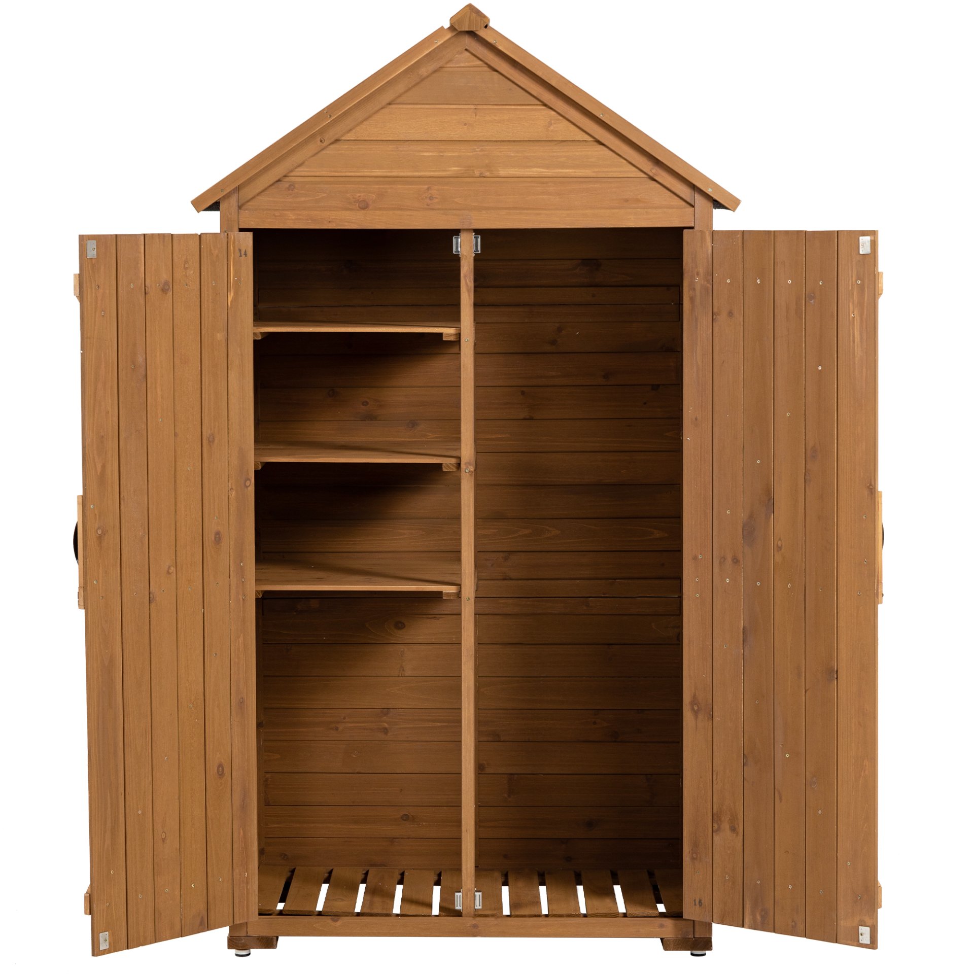 Outdoor Storage Cabinet, Garden Wood Tool Shed, Outside Wooden Shed Closet With Shelves And Latch For Yard - Light Brown - Image 9