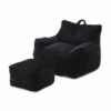 Giant Plush Bean Bag Chair For Adults With Armrests And Footstool - Black - Image 11