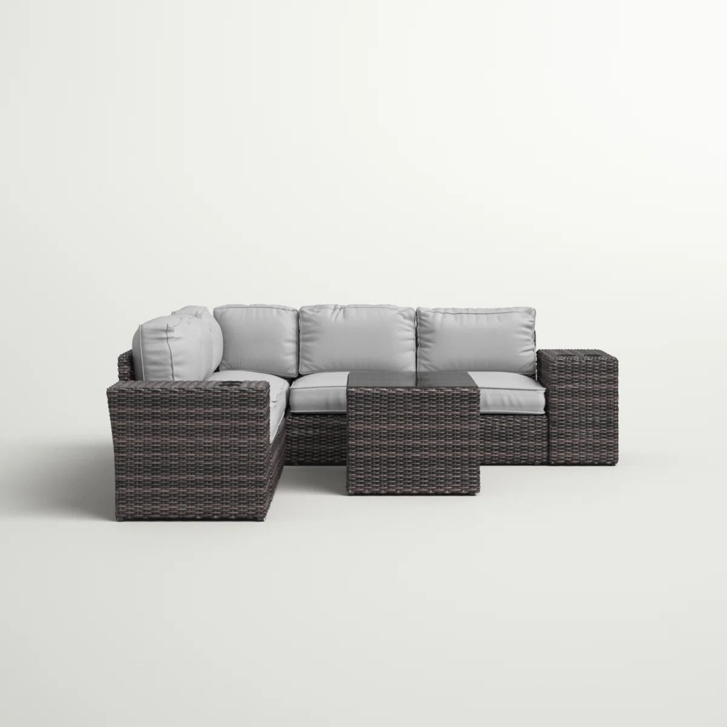 Outdoor Seating Group With Cushions, 4 Person Wicker - Espresso - Image 4