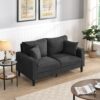 Modern Upholstered Loveseat Sofa With High Resilience, Wooden Frame - Dark Gray - Image 4