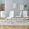 Modern Dining Chairs With Padded Seat Metal Legs (Set of 8) - White - Image 4