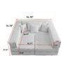 Oversized Upholstered Sectional Sofa Couch Set, Modular L Shaped Floor Sofa Set With 6 Pillows For Living Rooms - White - Image 17