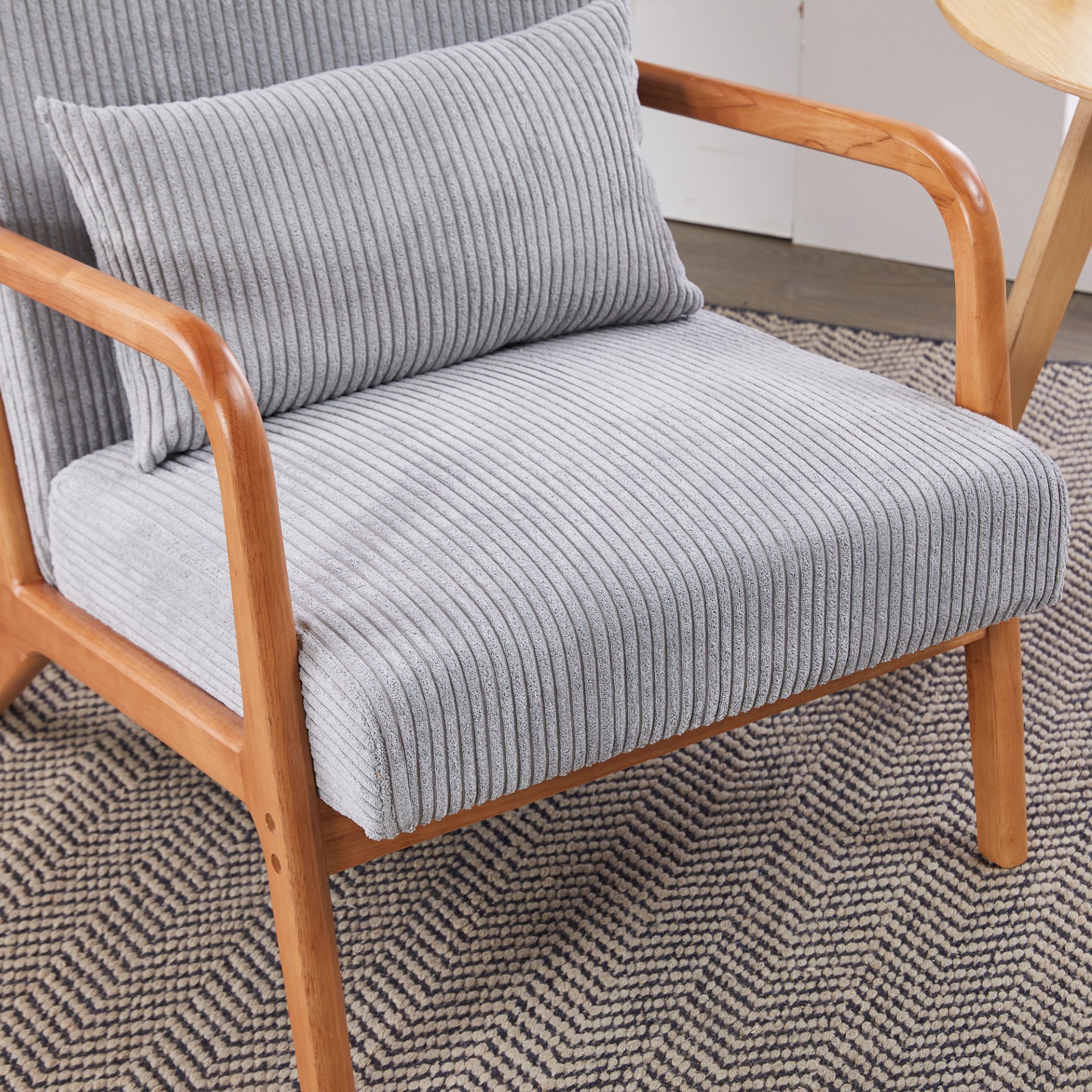 Accent Chair With Pillow, Upholstered Arm Chair - Light Gray - Image 14