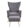 Modern Accent Chair With Ottoman, Comfy Armchair For Living Room, Bedroom, Apartment, Office - Gray - Image 16