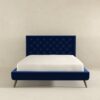 Dillon - Velvet Platform Bed Queen Size - Blue - Image 4