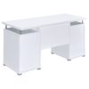Office Computer Desk With 2 Drawers, Adjustable Shelf, And Slide Out Keyboard Tray - White - Image 7