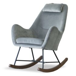 Chel - Velvet Rocking Chair - Light Gray