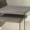 Accent Nesting Table Clear Tempered Glass For Living Room (Set of 2) - Taupe - Image 2