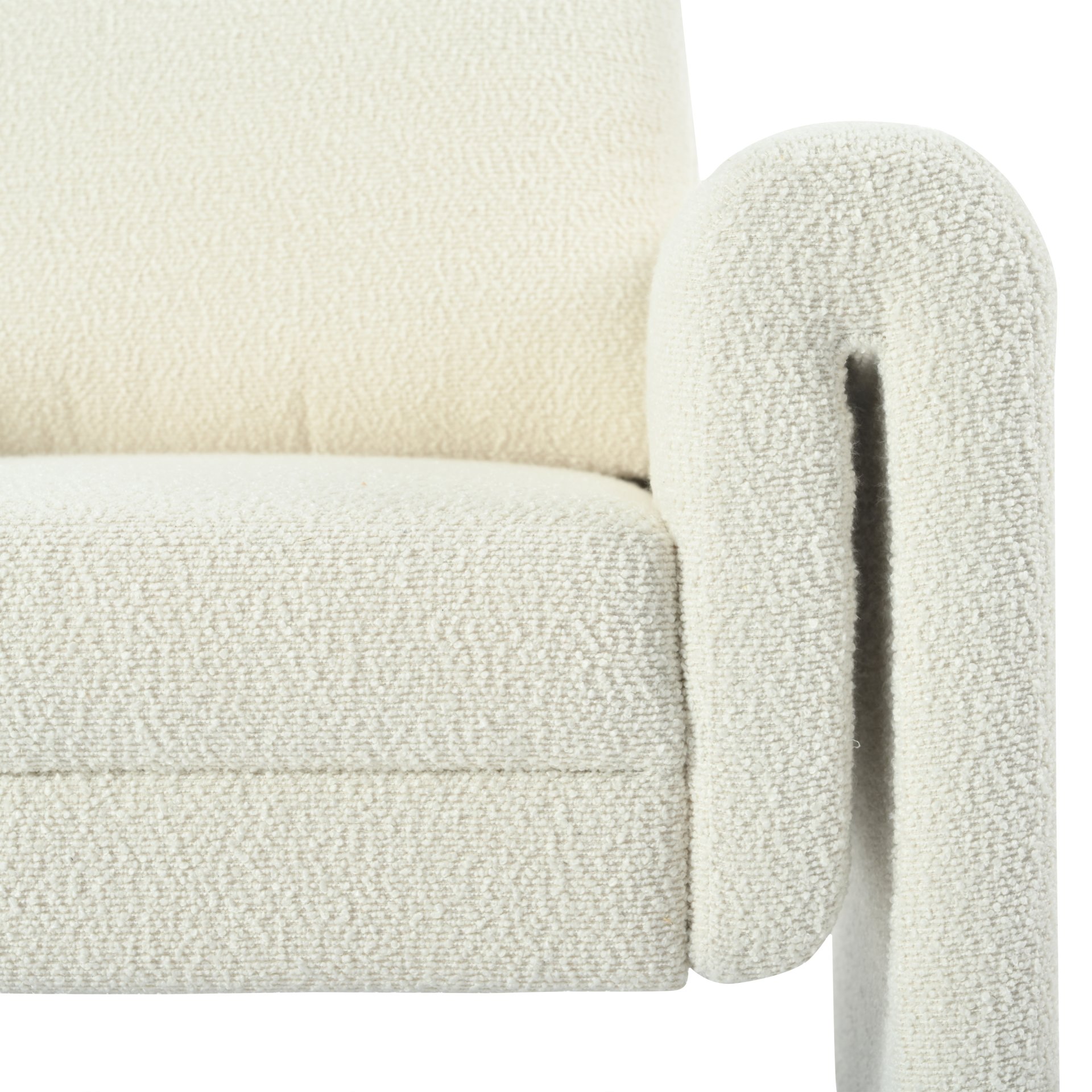 Modern Boucle Upholstered Accent Chair Luxurious Comfort & Sturdy Support, Solid Wood Frame - Ivory - Image 20