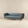 Lamattina - Genuine Italian Leather Channel Tufted Sofa - Dusty Blue / Pewter - Image 5