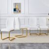 Luxury Simple Arch Chair (Set of 4) Material High Resilience Dining Chair With Arched Metal Leg - White / Gold - Image 4