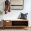 Accent Bench With Storage, Upholstered Cushion - Walnut Brown - Image 2