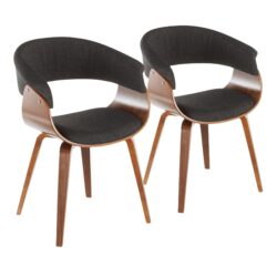 Vintage Mod - Mid-Century Modern Dining Chair (Set of 2) - Walnut / Charcoal