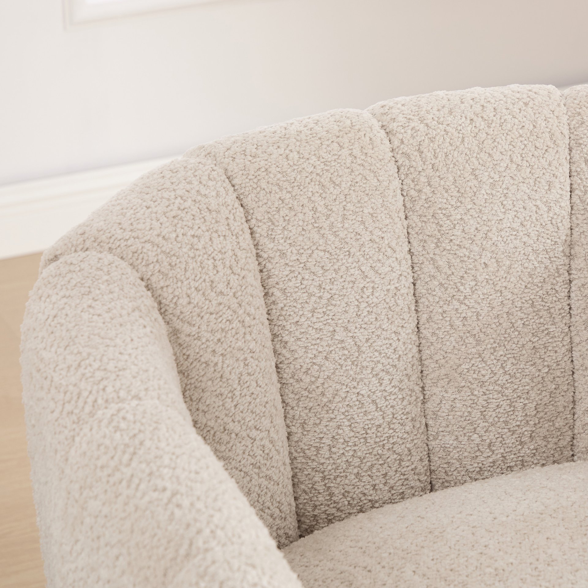 360° Swivel Pumpkin Shape Club Armchair - Wheat - Image 10