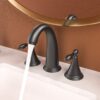 2 Handle Widespread Bathroom Faucet With Pop Up Drain And Water Supply Lines - Matte Black - Image 4