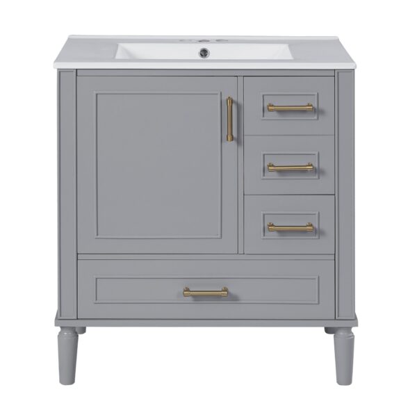 Bathroom Vanity With Sink, Soft Close Door, Handles Ample Storage - Gray