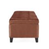 Wendover - Elegant Velvet Tufted Storage Bench With Lift Up Top And Birch Wood Legs - Ochre - Image 5