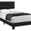 Twin Size Bed, Upholstered, Frame Only, Transitional - Black - Image 6