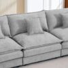 Contemporary Modular Sectional Sofa Shaped Couch Set With Movable Ottoman Chenille - Gray - Image 10