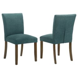 Upholstered Dining Side Chair Set With Gently Curved Back And Rich Legs - Brown / Teal