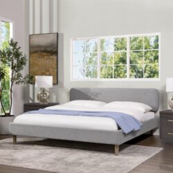 Diego - King Low Upholstered Platform Bed - Light Gray