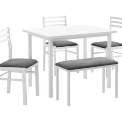 5 Pieces Dining Set, Rectangular, Small, Contemporary & Modern - White