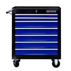 7 Drawers Multifunctional Tool Cart With Wheels - Black / Blue