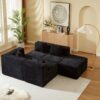 Modular Sectional Couches For Living Room With Deep Seat, L Shape Cloud Sofa Couch, High Density Memory Foam, Boneless Upholstered Couchesy - Black - Image 8