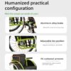 Premium Lightweight Foldable Sport Wheelchair All Body Sturdy & Comfortable 250Lbs Capacity Easy Folding 24" Sports Tires Perfect For Outdoor - Black / Green - Image 8