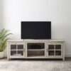Modern Farmhouse 2 Door Glass Windowpane 70" TV Stand For 80" TVs - Birch - Image 5