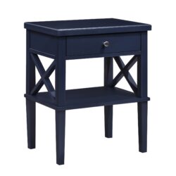 Madison - Nightstand With Full Extension Drawer And Open Shelf - Dark Blue