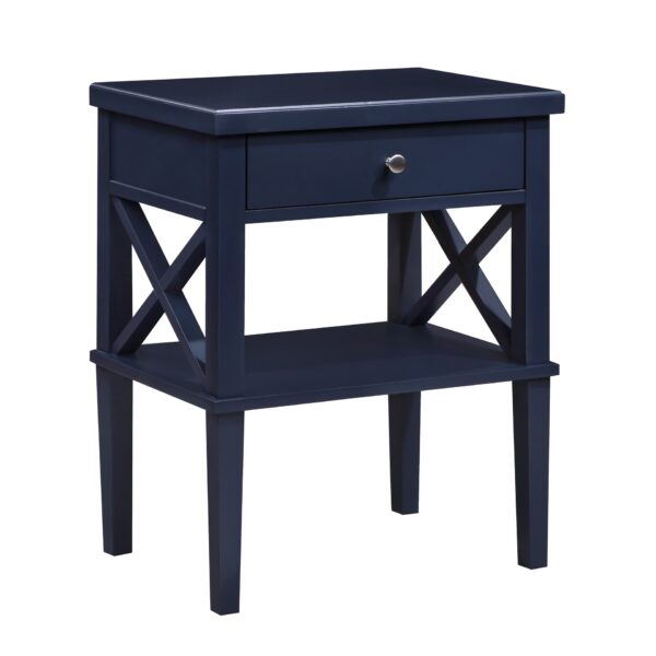 Madison - Nightstand With Full Extension Drawer And Open Shelf - Dark Blue