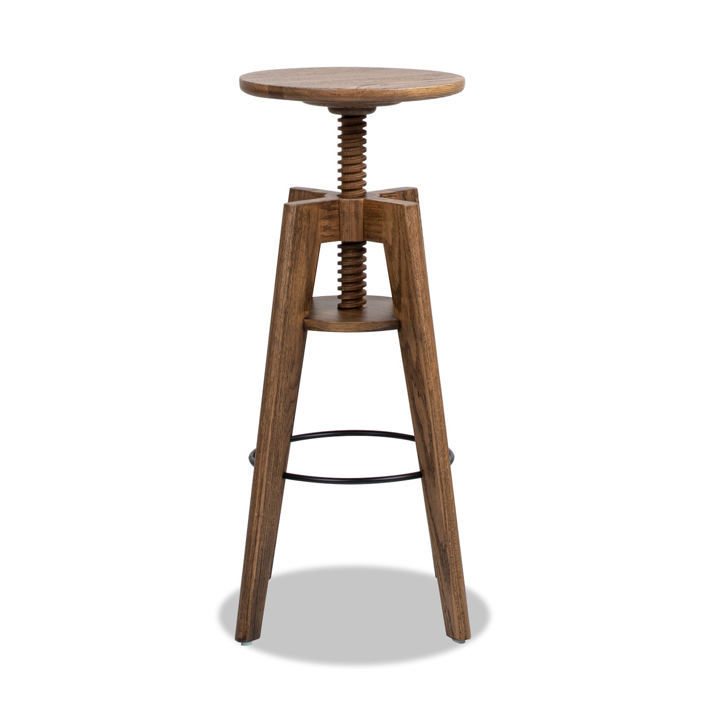 Spencer - Minimalist Oak Adjustable Bar Counter Stool - Walnut Brown Oak - Image 11